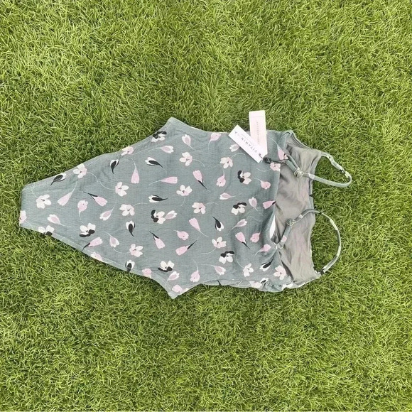 Anthropologie Vitamin A Jenna Textured Swimsuit Floral Mint Green Medium - Picture 5 of 6